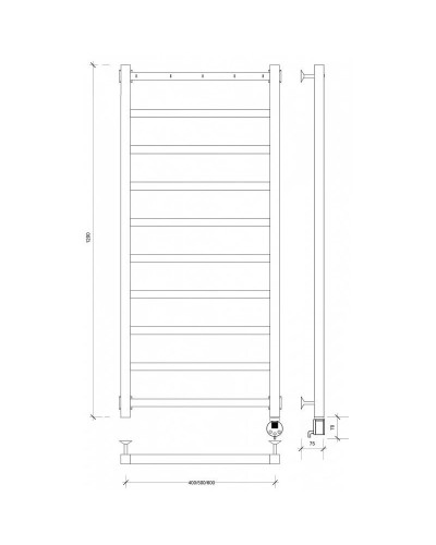 Полотенцесушитель электрический 1270х530 ТЭН правый Secado Корсико 1К 4603777473136