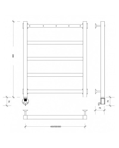 Полотенцесушитель электрический 670х630 ТЭН левый Secado Корсико 1К 4603777473280