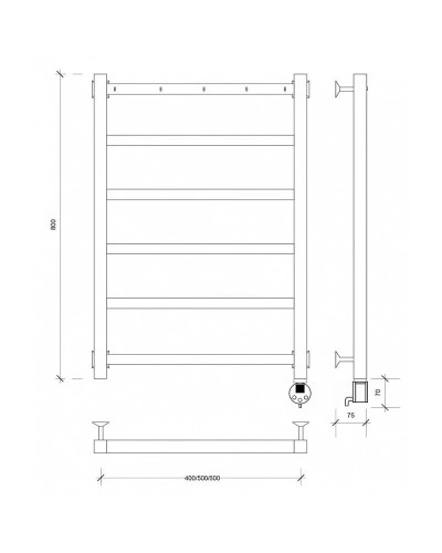 Полотенцесушитель электрический 870х630 ТЭН правый Secado Корсико 1К 4603777473433