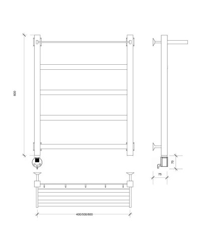 Полотенцесушитель электрический 670х530 ТЭН левый Secado Корсико 1СП 4603777473549