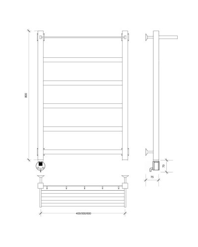 Полотенцесушитель электрический 870х630 ТЭН левый Secado Корсико 1СП 4603777473846