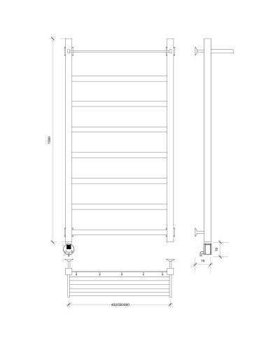 Полотенцесушитель электрический 1070х630 ТЭН левый Secado Корсико 1СП 4603777473907