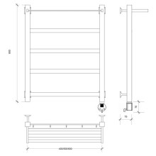 Полотенцесушитель электрический 670х630 ТЭН правый Secado Корсико 1СП 4603777473587