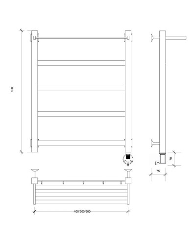 Полотенцесушитель электрический 670х630 ТЭН правый Secado Корсико 1СП 4603777473587