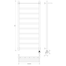 Полотенцесушитель электрический 1270х430 ТЭН правый Secado Корсико 1СП 4603777473938