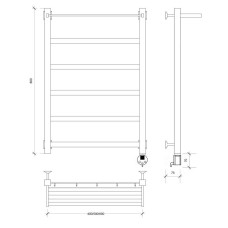 Полотенцесушитель электрический 870х630 ТЭН правый Secado Корсико 1СП 4603759400112