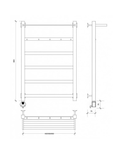 Полотенцесушитель электрический 870х630 ТЭН левый Secado Корсико 1КСП 4603777474027