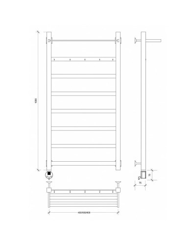 Полотенцесушитель электрический 1070х630 ТЭН левый Secado Корсико 1КСП 4603777474089