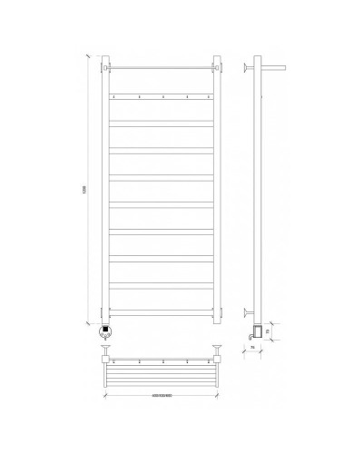 Полотенцесушитель электрический 1270х530 ТЭН левый Secado Корсико 1КСП 4603777474126