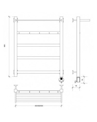 Полотенцесушитель электрический 670х430 ТЭН правый Secado Корсико 1КСП 4603777480936