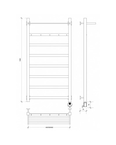 Полотенцесушитель электрический 1070х530 ТЭН правый Secado Корсико 1КСП 4603777474072
