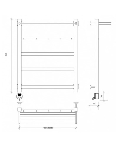 Полотенцесушитель электрический 670х630 ТЭН левый Secado Корсико 1КСП 4603777481018