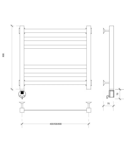 Полотенцесушитель электрический 670х430 ТЭН левый Secado Корсико 3 4603777481087