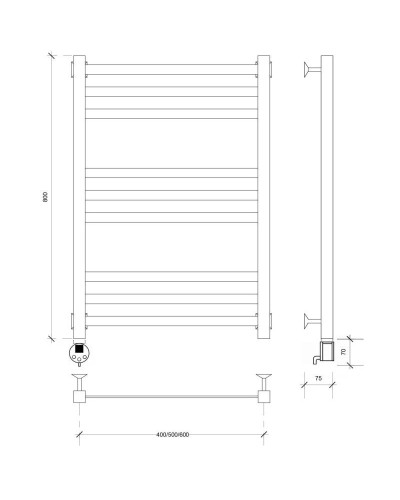 Полотенцесушитель электрический 870х630 ТЭН левый Secado Корсико 3 4603777442248