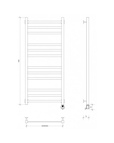 Полотенцесушитель электрический 1270х630 ТЭН правый Secado Корсико 3 4603777442378
