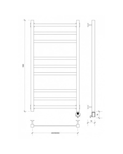 Полотенцесушитель электрический 1070х630 ТЭН правый Secado Корсико 3 4603777475536