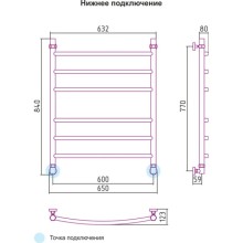 Полотенцесушитель водяной 800x600 подключение диагональное/нижнее медь Сунержа Галант 02-0100-8060