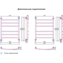Полотенцесушитель водяной 800x600 подключение диагональное/нижнее медь Сунержа Галант 02-0100-8060