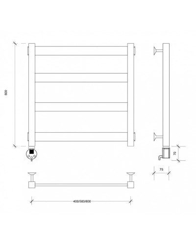 Полотенцесушитель электрический 670х430 ТЭН левый Secado Комано 1 4603777481261