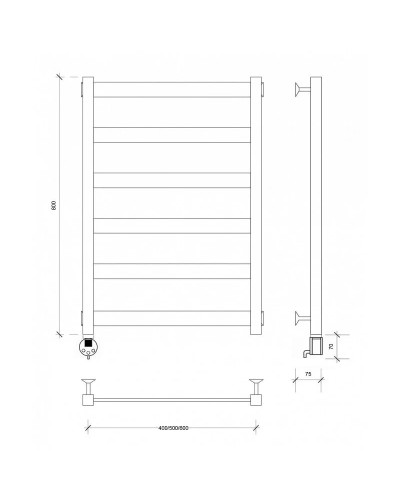 Полотенцесушитель электрический 870х530 ТЭН левый Secado Комано 1 4603777441135