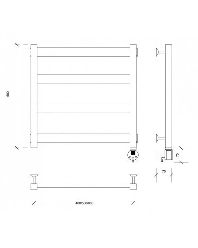 Полотенцесушитель электрический 670х530 ТЭН правый Secado Комано 1 4603777481308