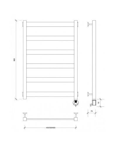 Полотенцесушитель электрический 870х530 ТЭН правый Secado Комано 1 4603777441166