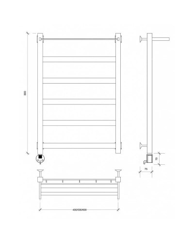 Полотенцесушитель электрический 870х430 ТЭН левый Secado Комано 1СП 4603777475789