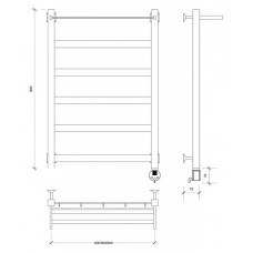 Полотенцесушитель электрический 870х430 ТЭН правый Secado Комано 1СП 4603777475796