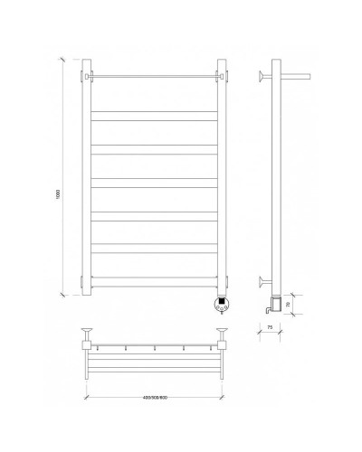 Полотенцесушитель электрический 1070х630 ТЭН правый Secado Комано 1СП 4603777475895
