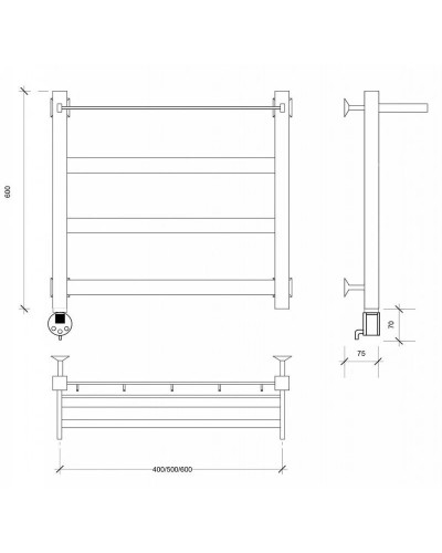 Полотенцесушитель электрический 670х630 ТЭН левый Secado Комано 1СП 4603777481551