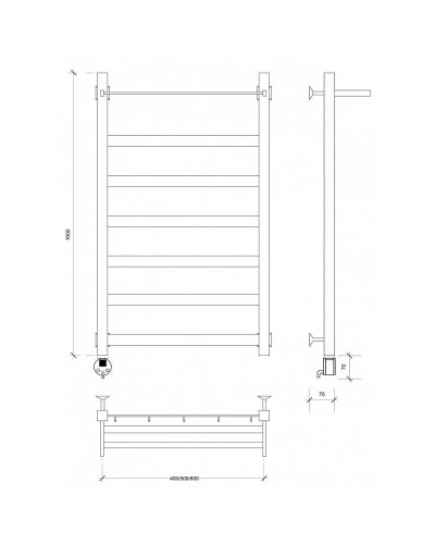 Полотенцесушитель электрический 1070х430 ТЭН левый Secado Комано 1СП 4603759400570