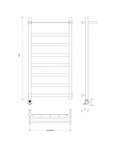 Полотенцесушитель электрический 1270х530 ТЭН левый Secado Комано 1СП 4603759400617