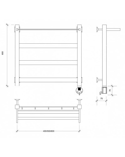 Полотенцесушитель электрический 670х630 ТЭН правый Secado Комано 1СП 4603777481582