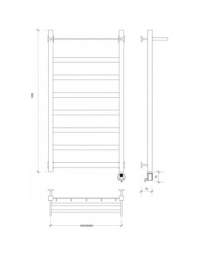 Полотенцесушитель электрический 1270х430 ТЭН правый Secado Комано 1СП 4603759400693