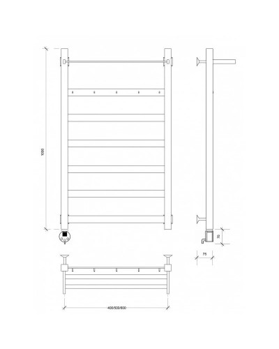 Полотенцесушитель электрический 1070х430 ТЭН левый Secado Комано 1КСП 4603777442620
