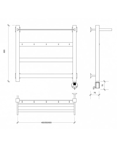 Полотенцесушитель электрический 670х430 ТЭН правый Secado Комано 1КСП 4603777481650