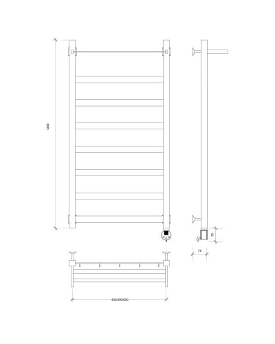 Полотенцесушитель электрический 1270х630 ТЭН правый Secado Комано 1СП 4603777475956