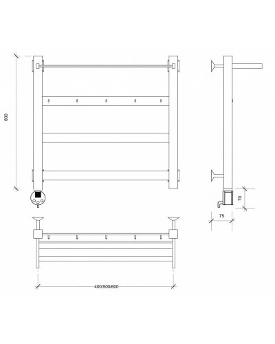 Полотенцесушитель электрический 670х430 ТЭН левый Secado Комано 1КСП 4603777481711