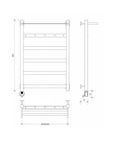 Полотенцесушитель электрический 870х530 ТЭН левый Secado Комано 1КСП 4603759400822