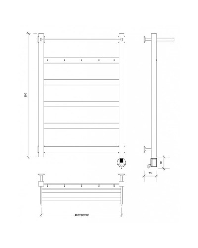 Полотенцесушитель электрический 870х430 ТЭН правый Secado Комано 1КСП 4603759400907