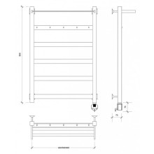 Полотенцесушитель электрический 870х630 ТЭН правый Secado Комано 1КСП 4603759400921