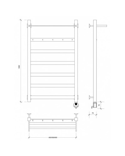 Полотенцесушитель электрический 1070х530 ТЭН правый Secado Комано 1КСП 4603759400945