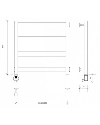 Полотенцесушитель электрический 670х632 ТЭН левый Secado Комано 2 4603777481827