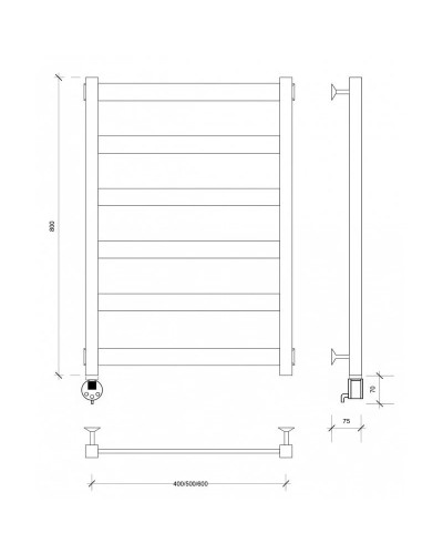 Полотенцесушитель электрический 870х532 ТЭН левый Secado Комано 2 4603777442767