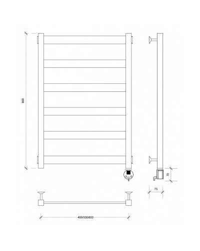 Полотенцесушитель электрический 870х432 ТЭН правый Secado Комано 2 4603777442750