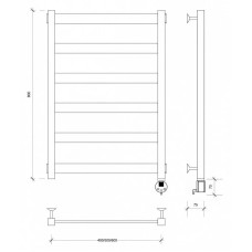 Полотенцесушитель электрический 870х632 ТЭН правый Secado Комано 2 4603777442798