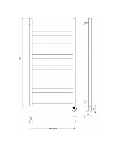 Полотенцесушитель электрический 1270х432 ТЭН правый Secado Комано 2 4603777442859