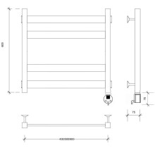 Полотенцесушитель электрический 670х530 ТЭН правый Secado Комано 3 4603777482022