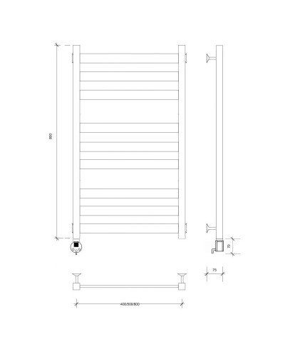 Полотенцесушитель электрический 870х530 ТЭН левый Secado Комано 3 4603777475987