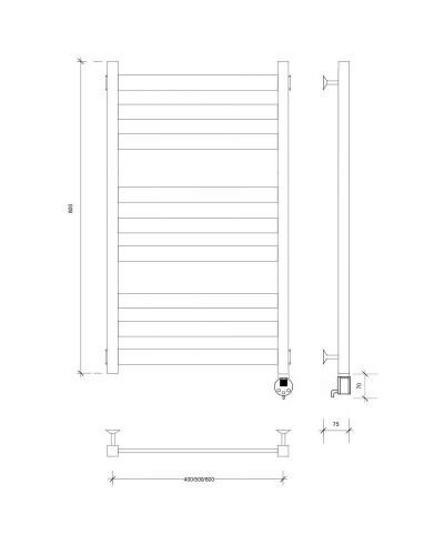 Полотенцесушитель электрический 870х430 ТЭН правый Secado Комано 3 4603777475970